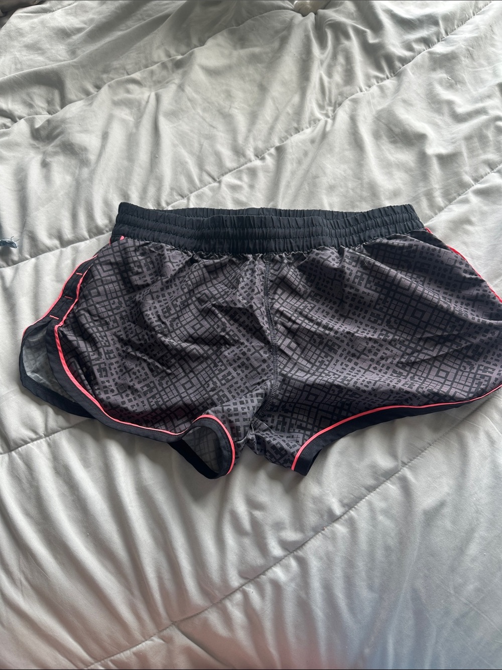 Under Armour Gray Athletic Shorts with Pink Piping